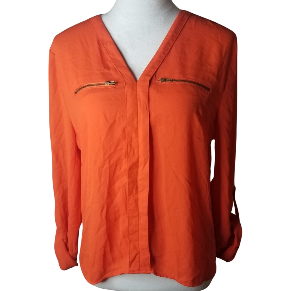 🦋La Vie Super Orange Tab Sleeve Top